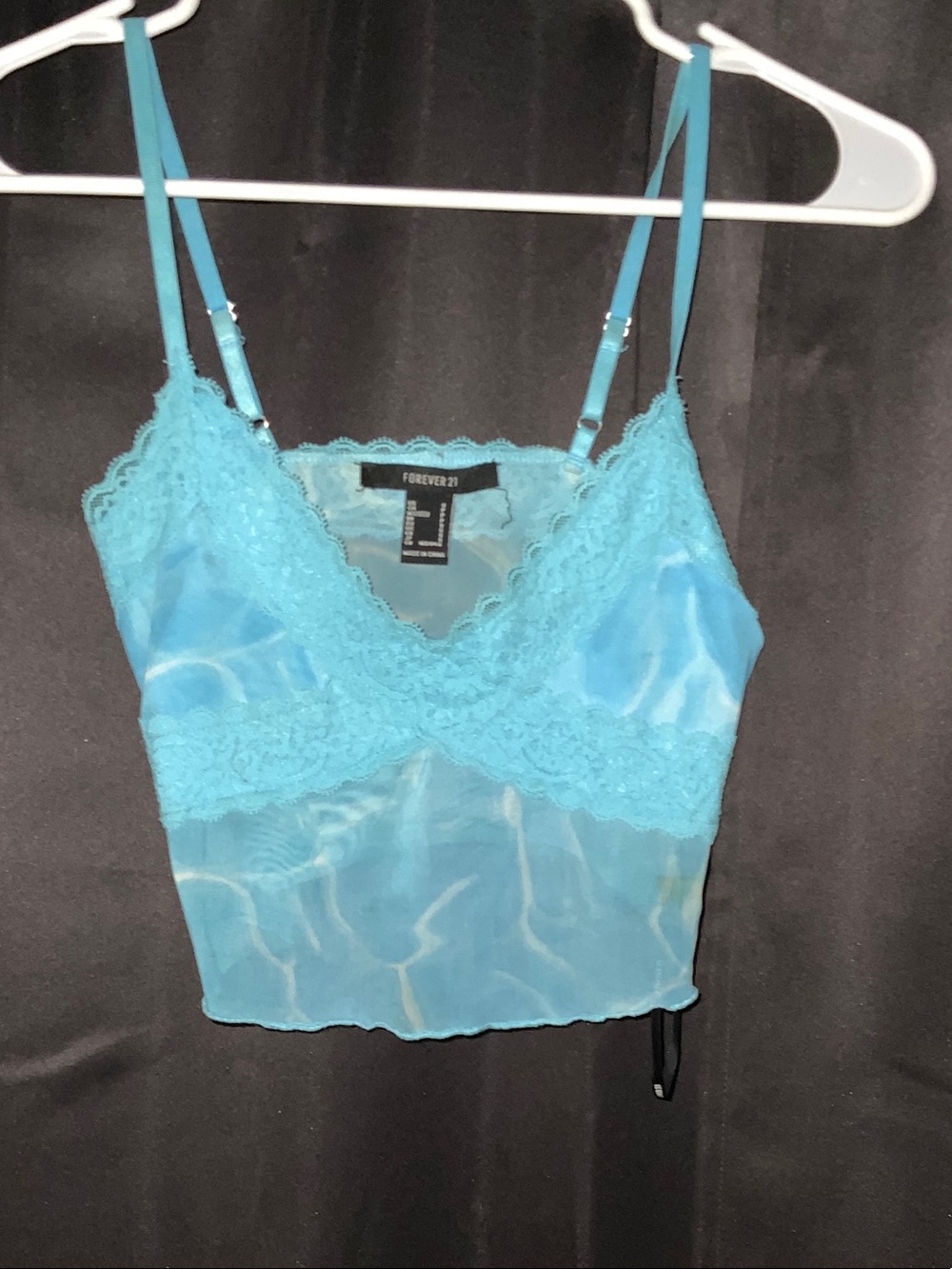 Forever 21 Teal Lace-Trim Satin Cami